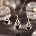 Conjunto de Joias Femininas Design Gota d’Água – 3 Peças Elegantes para Festas e Ocasiões Especiais