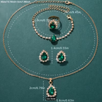 Conjunto de Joias Femininas com Strass Verde – 5 Peças Ideal para Casamentos, Festas e Uso Diário