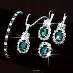 Conjunto de Semijoias Femininas Luxo com Pedra Verde Vintage – 5 Peças Sofisticadas para Qualquer Ocasião